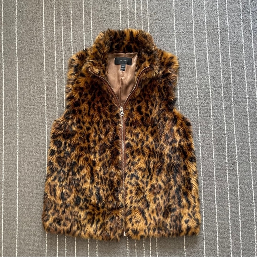 Jcrew Faux Fur Leopard Vest